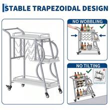WARMTOBABY Rolling Bar Cart With Wine Rack And Glass Holder 3 Tier Industrial Beverage Cart With Wheels For Living Room Kitchen - Silver Frame + Pure White Wooden Board - View 5