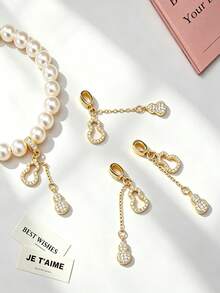 1pc High Color Retention Copper Plated 18K Gold Full Rhinestone Gourd Spacer Bead, Suitable For DIY Bracelet, Necklace, Keychain And Other Jewelry Making Accessories - Gourd Shape - View 8