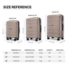W WINGS 3 PiecesLuggage Set (20", 24", 28") | ABS+Hard Shell Suitcase, Combination Lock, Telescopic Handle, 360° Spinner Wheels - Champagne - View 9
