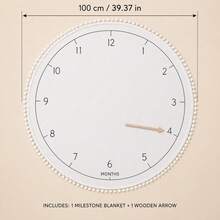 Newborn Photography Prop Round Clock Milestone Blanket With Wooden Arrow Pom Pom Edge Baby Boy Girl Growth Photo Mat For 1 To 12 Months - Multicolor - View 8