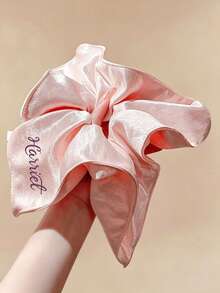 Customized Name Glossy Satin Square Hair Tie, High-End Hair Rope, Suitable For Women And Girls, Personalized Name - Multicolor - View 10