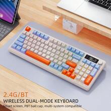 ATTACK SHARK Wireless Bluetooth Dual-Mode Mechanical Feel Keyboard With PBT Keycaps, Display Screen And Knob Gaming Keyboard - View 1