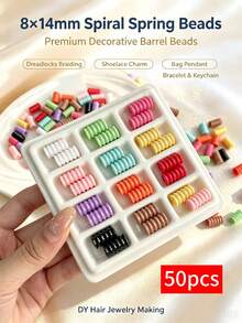 50/100pcs 8x14mm Acrylic Multicolor Spiral Barrel Beads,Cute Cylindrical Large Hole Plastic Beads,Suitable For DIY Hair Accessories And Bead Jewelry Making,Shoe Charms, Bag Chain, Bracelets,Keychains,Crafts For Adults - Multicolor - View 17