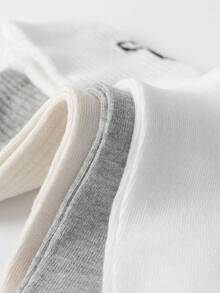 4/8 Pasang Kaos Kaki Panjang Selutut Nyaman Kasual Serbaguna dengan Bordir Pita di Tumit, Cocok untuk Semua Musim - MultiWarna - View 3