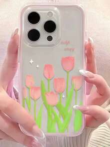 1pc Oil Painting Tulip Flower Field Aesthetic Pattern 2-In-1 Frame Premium Transparent Full Coverage Thickened Anti-Drop Fashion Phone Case Compatible With Iphone 11/12/13/14/15/16/17/18 Pro Max/Plus/Air A56/55/54/53/52/51 S26/25/24/23/22 Series Exquisite Gift. - Multicolor - View 2