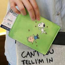 Snoopy 卡通護照夾 多功能旅行文件收納包 便攜錢包附現金與卡槽 - 粉色 - 查看 12