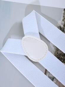 1SET(3PCS) Solid Color Suspenders With Bow Tie And Brooch Combination Set, Adjustable Back Strap Bow Tie Brooch Set - White - View 2
