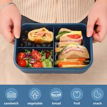 1pc Plastic Divided Bento Lunch Box, Student Lunch Box, Adult Bento Lunch Box, Leak-Proof Lunch Box With Utensils, 3-Compartment Bento Box Microwave , Back To School Essential, Portable Fruit And Food Container, Microwave Lunch Box, Home Kitchen Supplies, Suitable For Teenagers And Office Workers To Use In School, Classroom, Cafeteria, Back To School Season - Multicolor - View 7
