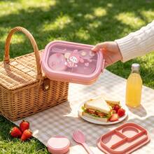 1pc Bento Box With Utensils, Microwave Adult Lunch Box, Compartment Food Storage Container, Insulated Bento Lunch Bag, Stackable Lunch Box With Sauce Cup, Suitable For Students Back To School, Birthday Gift, Christmas Gift - View 9