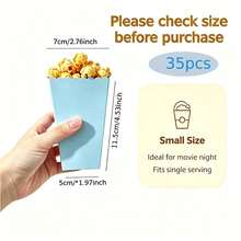5/25/35/50pcs Blue Popcorn Boxes 5*7*11.5cm/1.97*2.76*4.53in Wave Edge Paper Snack Treat Boxes Birthday Party Favor Candy Containersd - Blue - View 11