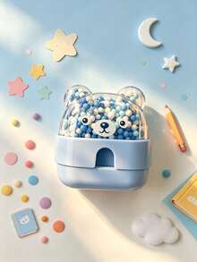 1pc Cute Bear Shaped Pencil Sharpener (Random Color) Plastic Material Mesh Design With Flip Cover - Easy To Use, Durable And Sharp, Ideal Choice For Students And Professionals, Essential Drawing And Office Tool, Suitable For School And Office Stationery Supplies, High-Quality Gift And Prize - Multicolor Random - View 5