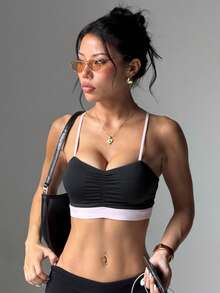 Kuswouy Women's Solid Color Removable Padded Criss-Cross Back Sports Knit Bra - Multicolor - View 4