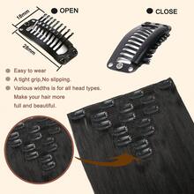 7Pcs Clip In Hair Extensions Real Human Hair Natural Black Straight Seamless Invisible Double Weft With Reusable Comfortable Secure Clip Ins For Women Can Be Styled For Daily - Natural Black - View 4