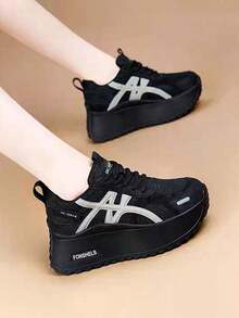 Women Wedge Sneakers - Black - View 2