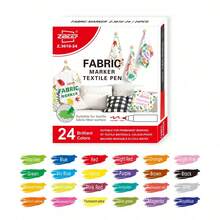 1pc 24-Color Fabric Marker Pen, Waterproof Non-Fading Textile Pen, DIY Hand Painting Marker Pen For T-Shirts, Shoes, Colorful Marker - Fabric Painting Pen - View 11