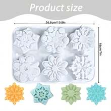 Cetakan Silikon Bentuk Kepingan Salju untuk Dekorasi Kue Cokelat Permen Natal, Loyang Kue Anti Lengket, Cetakan Fondant Sabun DIY, Warna Putih - Putih - View 3
