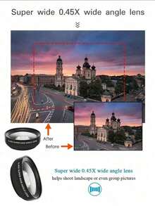 Universal Clip-On Professional 0.45X Super Wide Angle & Macro 2-In-1 Phone Lens - A - View 10