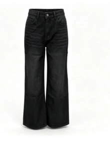 Casual American Street Style Minimalist Daily Commute Versatile Women Jeans Spring Black Fall - Black - View 10