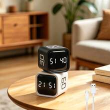 1pc Gravity Sensor Timer: Study Countdown Stopwatch, Rechargeable Desktop Timer, Kitchen Cooking Countdown Reminder, Digital Alarm Clock - Multicolor - View 2