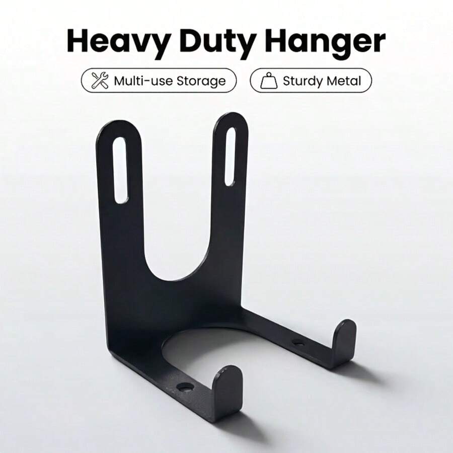 1pc Black Metal Wall-Mounted Tool Hook, Multi-Function Storage Rack, Kitchen And Bathroom Tool Organizer Bracket