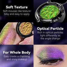 CHARMACY High-Pigment Chameleon Eyeshadow Primer Set 2pcs Eye Shadow Shiny Iridescent Powder Cyberpunk Geometric Crystal Black Round Case Multi-Reflective Crease-Proof Eye Glitter Cosmetics For Stage Music Festival Christmas Winter Fall - 906 - View 6