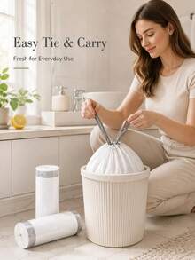 75PCS/15pcs/1pc 4 Gallon Small Drawstring Trash Bags, Disposable Garbage Bags, Trash Can Liners, Back To School Dorm Waste Bags For Bathroom, Kitchen, Bedroom, Office, Apartment, Travel, Small Bins And Daily Home Cleanup - A - View 1