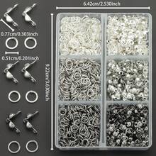 600 st DIY-assortiment av kopplingsringar och delar, inklusive hoppringar och spännen, lämpligt för flätning, DIY-smycken, halsband, armband, nyckelringar, pärlkopplingar, ändkapslar, avslutningsspännen, öppna hoppringar och smyckespännen, tillbehörsmaterial för smyckestillverkning - Knapp & ögla - Visa 5