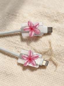 2件裝數據線保護套，充電線防斷裂，樹脂材質，無需電池，適用於 Type-C-Type-C，適用於 Type-C- - 2pcs黃色雞蛋花 - 查看 2