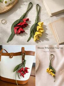 1pc Fashion PU Leather Flower Bag Charm, Women's Handbag Accessory, Exquisite Bridesmaid Gift, Suitable For Holidays Or Birthdays - Multicolor - View 11