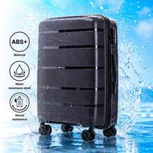 W WINGS مجموعة حقائب سفر 3 قطع (20 بوصة، 24 بوصة، 28 بوصة) | حقيبة صلبة من ABS، قفل مركب، مقبض تلسكوبي، عجلات دوارة 360 درجة - الأسود - مشاهدة 1