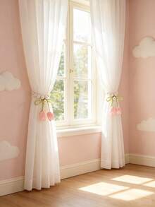 1pc/2pcs Pearl Flower Curtain Tie Backs, Suitable For Children's Room, Baby Supplies, Room Essentials And Nursery Decor - Multicolor - View 5
