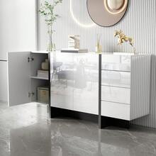 Sideboard Black With Storage With Drawers With Doors Made Of Wood For Dining Room And Living Room - 黑與白 - 查看 8