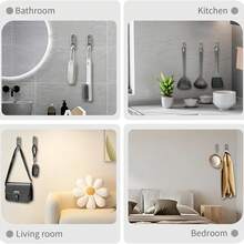 2-4PCs Foldable Invisible Hook Zinc Alloy Wall Hook Retractable Space Saving Multifunctional Hanging Folding Hooks For Bathroom Closet Entryway Laundry Room Scarf Hat Coat Robe Key Purse Bag, Minimalist Holiday Style, Easy To Install - Multicolor - View 3