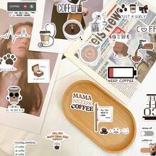 50pcs INS Style Coffee Aesthetic Art Stickers, Cartoon Stickers For Stationery, Phone, Notebook Decoration - A - View 21
