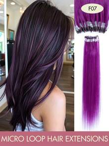 Women's Micro Ring Human Hair Extensions, Rainbow Color 12-20 Inch 30g Straight Hair Micro Bead Extensions, Add Length And Volume, Suitable For Party, Holiday And Daily Hairstyles - Multicolor - View 18