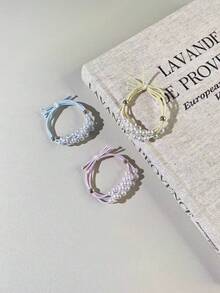 5/10pcs Pearl Hair Ties For Women, High Elasticity 4-Strand Hair Bands, Fresh Daily Hair Styling - Multicolor - View 7