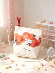 Cute Fruit Tomato Makeup Bag Multi Size Makeup Storage Bag Handbag Portable Zipper Storage Bag Wallet Card Bag - Multicolor - View 13