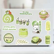 50pcs/Pack Green INS Style Matcha Dessert Stickers, Cartoon Cute Fun Doodle Stickers, DIY Water Bottle Guitar Stickers, Suitable For Journals, Stationery, Water Bottles, Etc. Perfect As Holiday Gift Stickers. Fun And Very Suitable For Collage And Various Decoration Projects. - Multicolor - View 11