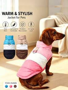 1pc Dog Jacket Autumn/Winter Warm Pet Sweater Vest Outdoor Windproof Coat For Small Medium Dogs Universal Pets Clothes - Multicolor - View 3