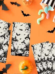 20pcs/1pc Halloween Ghost-Patterned Napkins-Featuring Ghost, Bat, And Pumpkin Designs; Perfect For Retro-Themed Parties, Halloween Gatherings, Spooky-Themed Nights, "Trick-Or-Treating," And Other Celebrations. - One Size Fits All - View 6