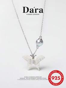 DARA Akoya Pearl Pendant S925 Silver 6-7mm Round Pearl Butterfly Design Playful & Lively Style - Multicolor - View 6