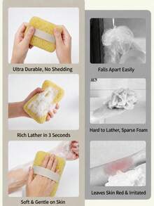 1pc Cheese Shaped Bath Loofah Bag | Gentle Exfoliating Scrubbing Tool | Deep Cleansing Rich Foam | Hanging Soap Storage Bag | Portable Travel Body Care Tool - View 7