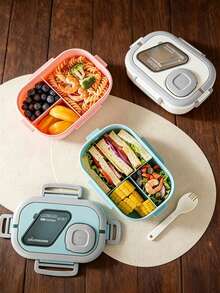 1 hộp bento cầm tay chống rò rỉ, hộp đựng thực phẩm chia ngăn dùng được trong lò vi sóng, hộp đựng cơm trưa tái sử dụng cho văn phòng, trường học hoặc dã ngoại 1/2 cái - Nhiều màu - Xem 4
