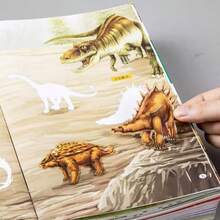 1PC Animal World Sticker Book For Kids, 6 Animal Themes, Home Educational Quiet Time Activity, Perfect For Christmas/Birthday/Halloween/Thanksgiving Gifts - A Dinosaur Sticker Book - View 4