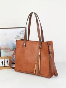 Handbag With External Coin Purse And Toiletry Bag, Shoulder Strap And Large Crossbody Strap - Brown - View 3