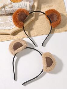 1pc Cute Plush Bear Ears Headband Fuzzy Fluffy Animal Hair Hoop For Party Amusement Park Cosplay Hair Accessories - Multicolor - View 7