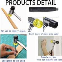 雙面軟觸感錘 - 皮革 DIY 工具，黃色橡膠錘，黑色塑料塗層手柄與雙頭橡膠錘，適用於 25mm 手持項目 - A - 查看 4