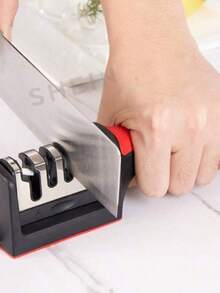 Multifunctional 3-Stage Quick Knife Sharpener With Non-Slip Base, Kitchen Knife Accessories And Tools - Black - View 3
