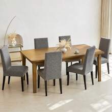1件/4件/6件/8件 灰色可拆卸椅套，幾何編織提花圖案餐椅套，羊羔絨提花，極簡純色，適用於餐廳、客廳、公寓、酒店，椅子裝飾 - 灰色 - 查看 11