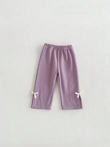 Miniweenns 2pcs/Set Baby Girl Spring/Autumn Outdoor Casual Bowknot Print Long Sleeve Loose Sweatshirt Set Back To School - Multicolor - View 7